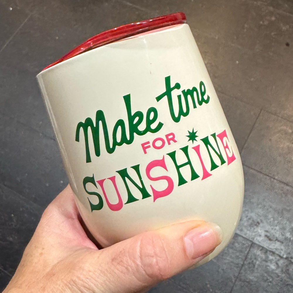 ANTHRO ✨ BAN.Do insulated commuter mug wine tumbler MAKE TIME FOR SUNSHINE